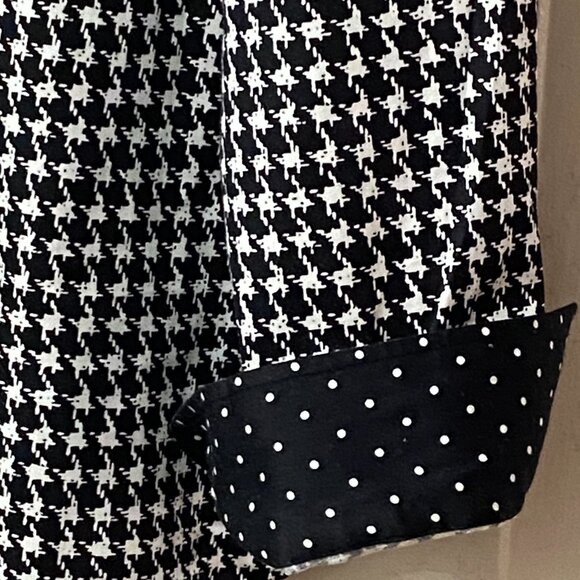 NEW Chaps No-Iron Sz XL Blouse Button Up Long Sleeve Black/White Houndstooth - Picture 5 of 10
